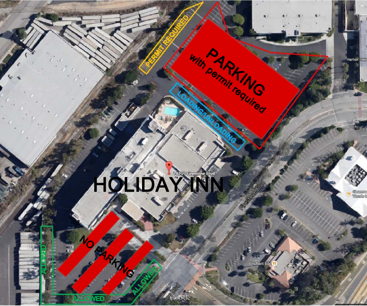 Spook Show parking at Holiday Inn